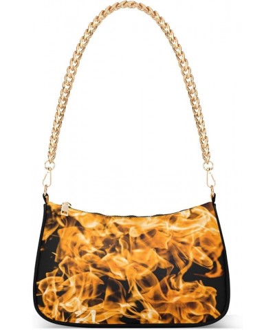 Jungle Palm Leaves Clutch Purse Hobo Fashion Bag Women's Small Handbags over the Shoulder Purse Blaze Fire Flame $16.49 Shoul...