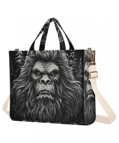 Corduroy Women Tote Bag Sasquatch Portrait Print, Handbag Purses with Detachable Strap Small Size $12.39 Crossbody Bags