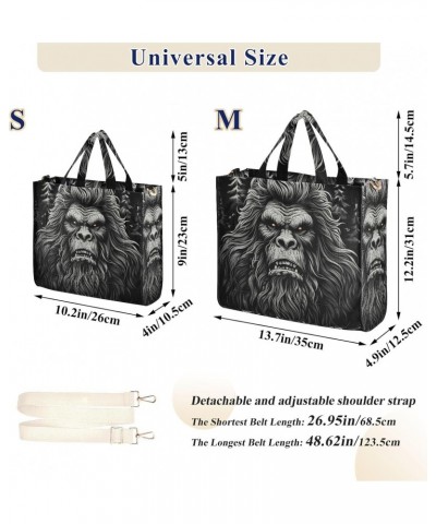 Corduroy Women Tote Bag Sasquatch Portrait Print, Handbag Purses with Detachable Strap Small Size $12.39 Crossbody Bags