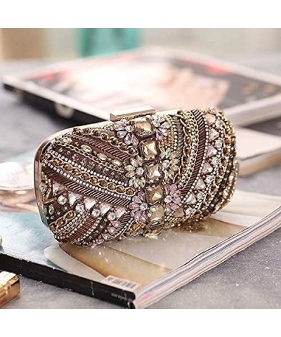 Women's Evening Handbags Evening Clutch Handmade Beaded Evening Bag Party Bag Dress Banquet Bag Diamond Clutch Brass $23.15 E...