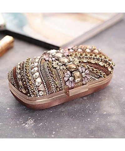 Women's Evening Handbags Evening Clutch Handmade Beaded Evening Bag Party Bag Dress Banquet Bag Diamond Clutch Brass $23.15 E...