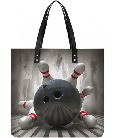 Bowling Ball Sports Handbag Large Capacity Top-Handle Bag Ladies Shoulder Totes $14.96 Totes