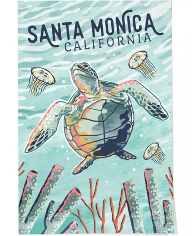 24x36 Inch Giclee Print, Santa Monica, California, Graphic Pastel, Sea Turtle $22.50 Totes