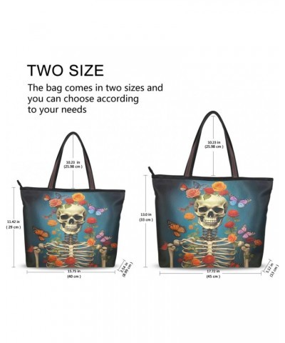 Women Tote Bags Flower Halloween Skull Top Handle Satchel Handbags Shoulder Bag for Shopping 20848684 $8.61 Satchels