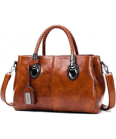 Women Vintage Top Handle Shoulder Handbag Classic Satchel Crossbody Bags Brown $17.16 Satchels