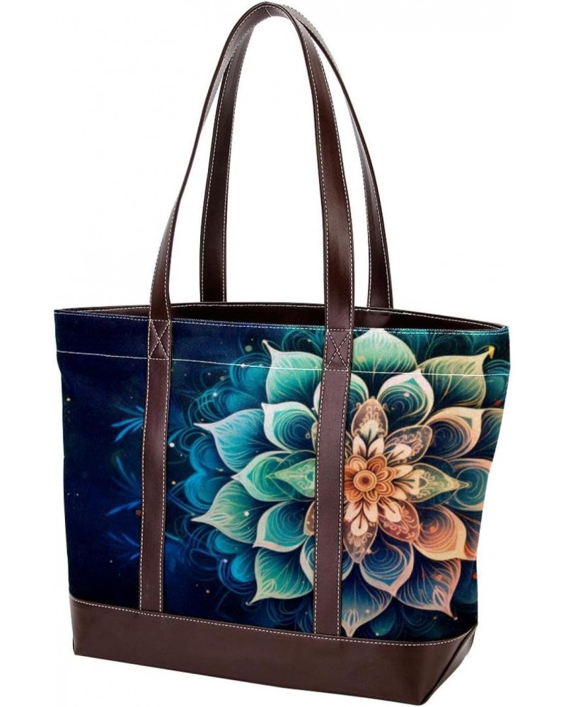 Womens Handbags, Faux Leather Strap and Bottom, Canvas Tote Bag, art abstract pattern floral flower $27.78 Totes