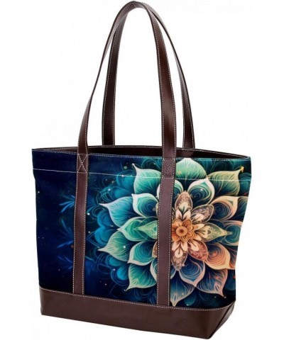 Womens Handbags, Faux Leather Strap and Bottom, Canvas Tote Bag, art abstract pattern floral flower $27.78 Totes