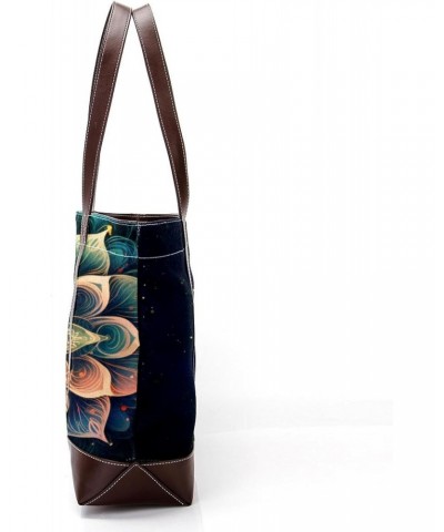 Womens Handbags, Faux Leather Strap and Bottom, Canvas Tote Bag, art abstract pattern floral flower $27.78 Totes