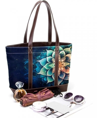 Womens Handbags, Faux Leather Strap and Bottom, Canvas Tote Bag, art abstract pattern floral flower $27.78 Totes