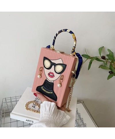 Retro beauty lady crossbody bag shoulder bag handmade messenger backpack for men and women (White) Pink $40.93 Backpacks