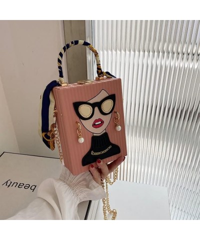 Retro beauty lady crossbody bag shoulder bag handmade messenger backpack for men and women (White) Pink $40.93 Backpacks