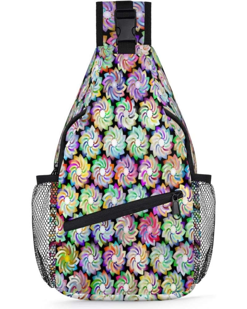 Colorful Prismatic Sling Bag for Women Crossbody Backpack Purse Shoulder Casual Daypack Cross Body Bags for Travel Cycling Hi...