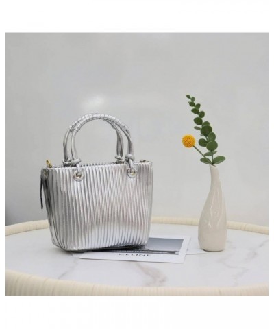 Women's Pleated Shoulder Bag Portable Bucket Bag Small Square Bag Xingse $33.70 Shoulder Bags