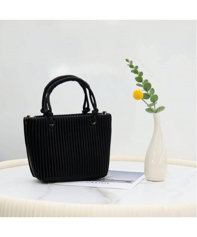 Women's Pleated Shoulder Bag Portable Bucket Bag Small Square Bag Xingse $33.70 Shoulder Bags