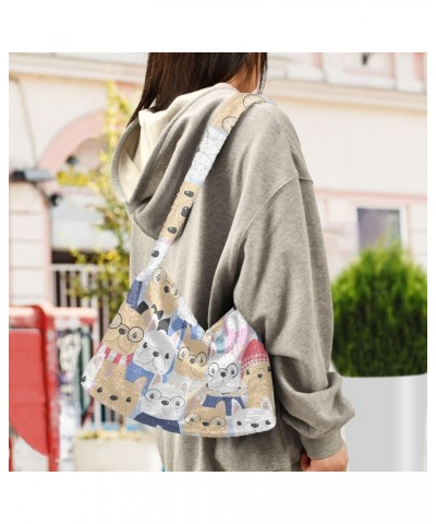 Dog Shoulder Tote Bags for Women Furry Crossbody bag Hobo Handbag Purses for Shopping Working Traveling $12.38 Totes