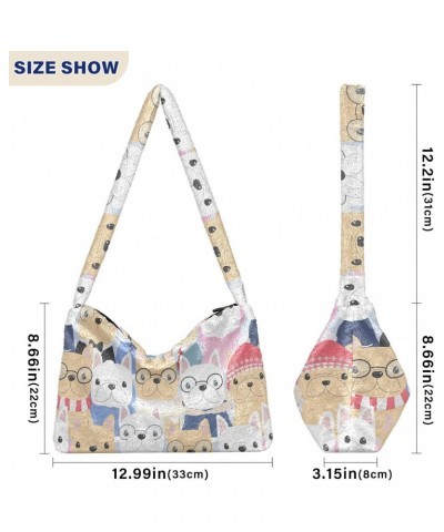 Dog Shoulder Tote Bags for Women Furry Crossbody bag Hobo Handbag Purses for Shopping Working Traveling $12.38 Totes