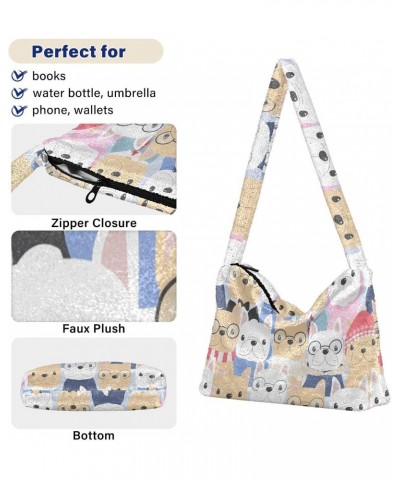 Dog Shoulder Tote Bags for Women Furry Crossbody bag Hobo Handbag Purses for Shopping Working Traveling $12.38 Totes