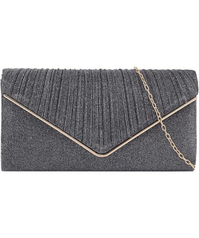 Evening Clutch Purse Bag Party Prom Wedding Envelope Crossbody Handbags 005 Dark Grey $12.22 Evening Bags