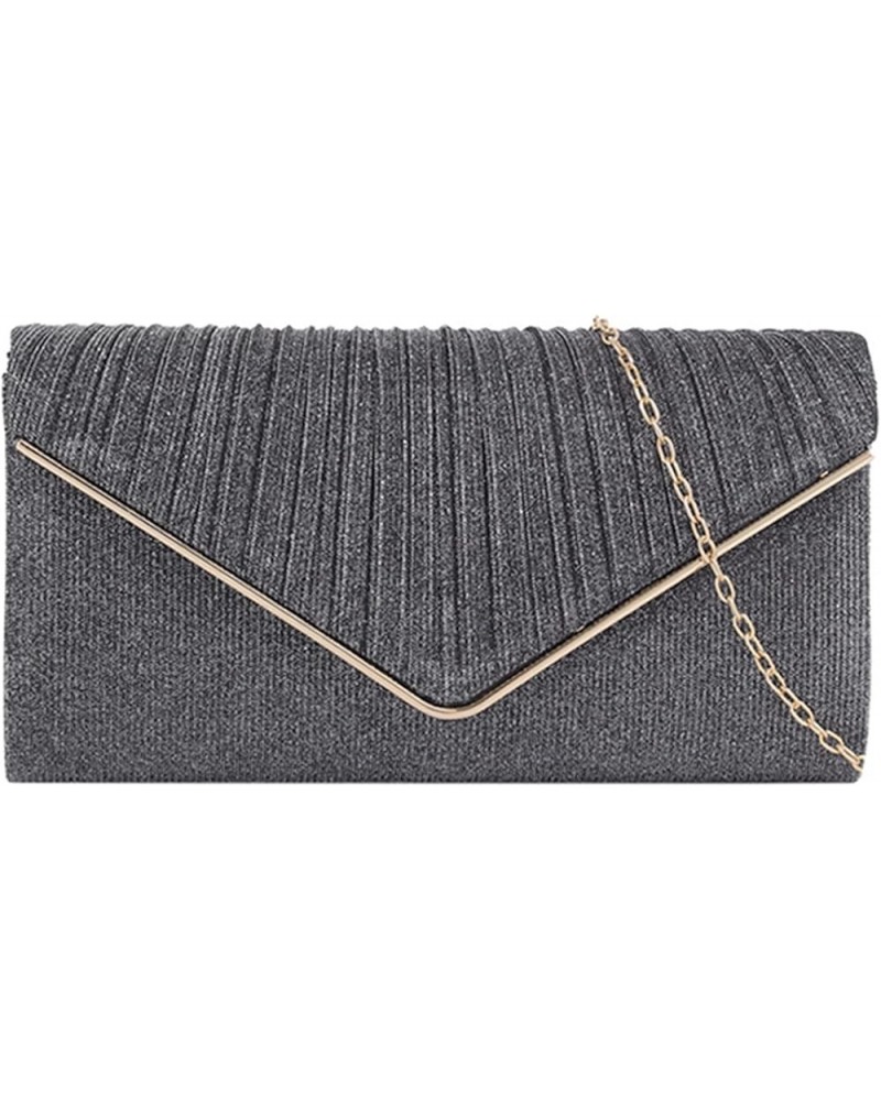 Evening Clutch Purse Bag Party Prom Wedding Envelope Crossbody Handbags 005 Dark Grey $12.22 Evening Bags