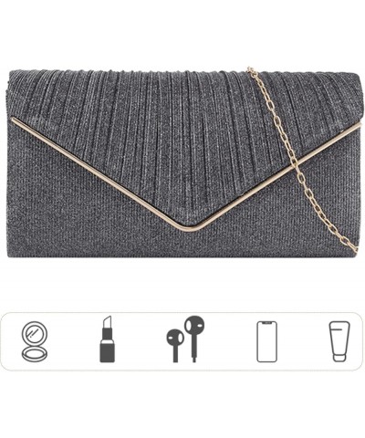 Evening Clutch Purse Bag Party Prom Wedding Envelope Crossbody Handbags 005 Dark Grey $12.22 Evening Bags