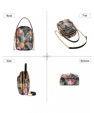 Pineapple Flowers Crossbody Bag for Women Cell Phone Purse Wallet with Removable Chain Shoulder Handbag for Work Travel Phone...