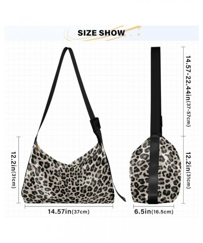 Women Boho Bag Leopard Print Beige Black Shoulder Bag PU Leather Crossbody Bag Large Tote Handbag For Quick Getaway Weekend H...