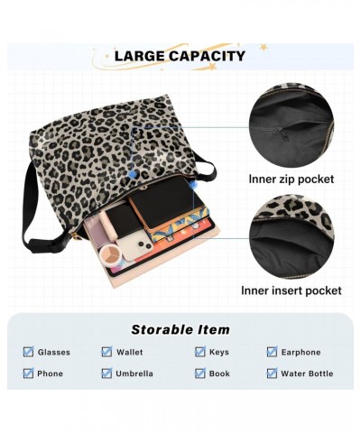 Women Boho Bag Leopard Print Beige Black Shoulder Bag PU Leather Crossbody Bag Large Tote Handbag For Quick Getaway Weekend H...