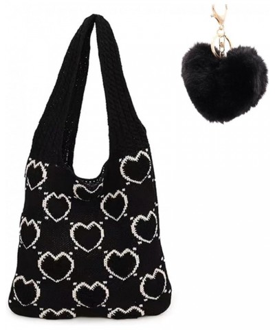 Heart Crochet Tote Bag,Heart Knit Tote Bag,Crochet Heart Tote Bag,Heart Pattern Crochet Bag,Heart Tote Bag for Women J $10.61...