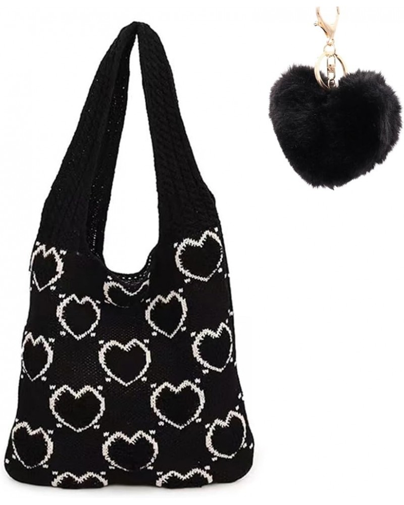 Heart Crochet Tote Bag,Heart Knit Tote Bag,Crochet Heart Tote Bag,Heart Pattern Crochet Bag,Heart Tote Bag for Women J $10.61...