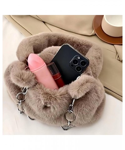 Fluffy Underarm Bag Soft Cloud Bag Cute Furry Purse Handbags with Chain Fluffy Fuzzy Shoulder Bag for Women Girls Black $12.9...