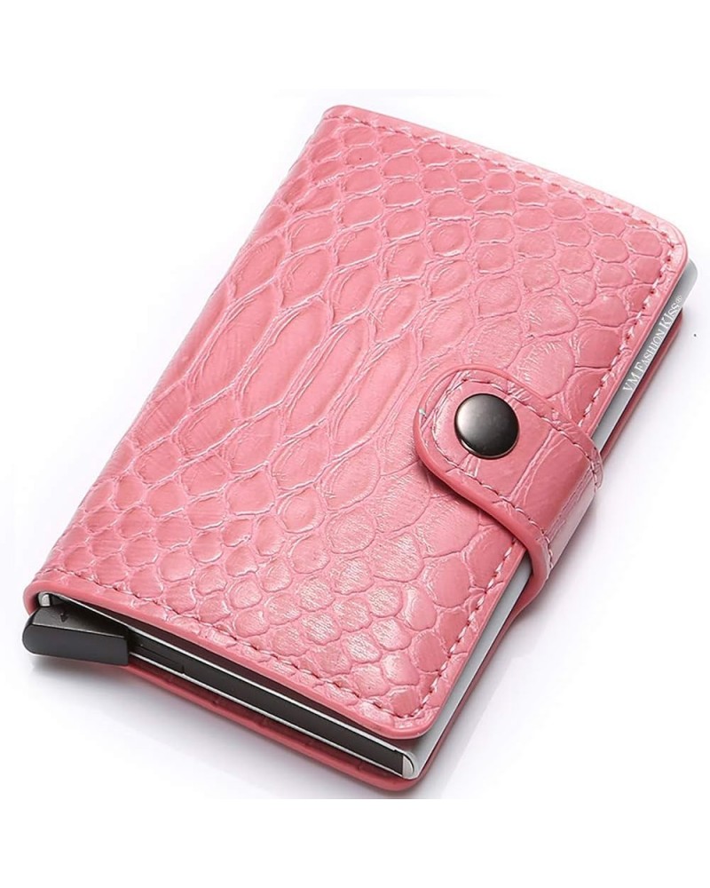 Men Credit Card Holder RFID Blocking Leather Vintage Aluminum Business Wallet (crocodile, black) Pink, Snake Pattern $10.57 W...