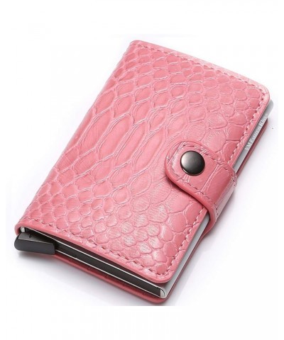 Men Credit Card Holder RFID Blocking Leather Vintage Aluminum Business Wallet (crocodile, black) Pink, Snake Pattern $10.57 W...