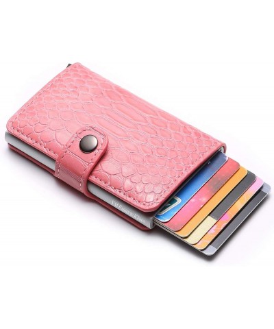 Men Credit Card Holder RFID Blocking Leather Vintage Aluminum Business Wallet (crocodile, black) Pink, Snake Pattern $10.57 W...