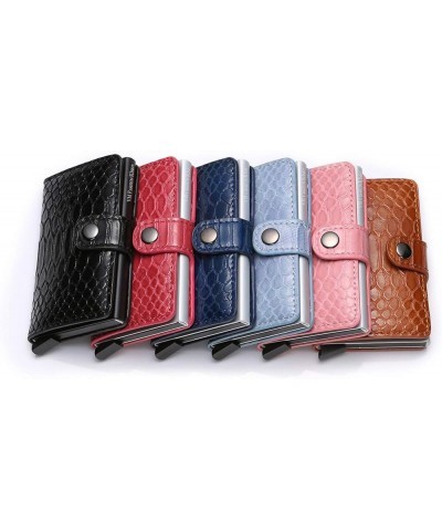 Men Credit Card Holder RFID Blocking Leather Vintage Aluminum Business Wallet (crocodile, black) Pink, Snake Pattern $10.57 W...