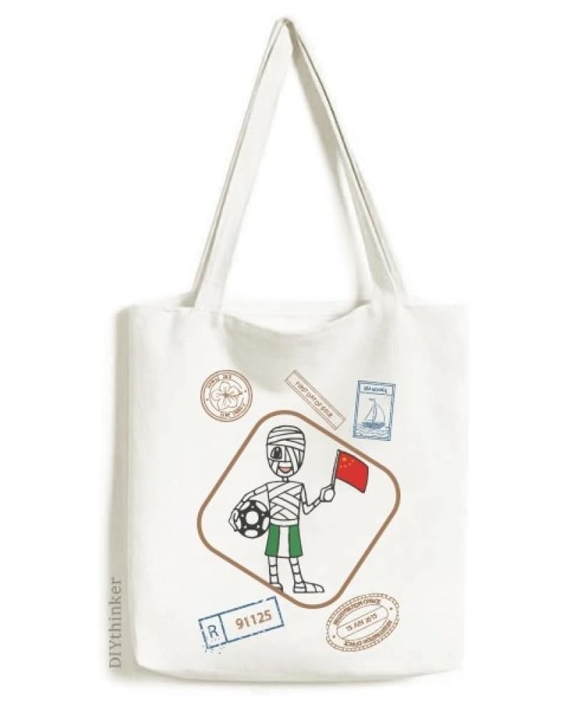 nigerian soccer chinese flag stamp shopping ecofriendly storage canvas tote bag $12.40 Totes