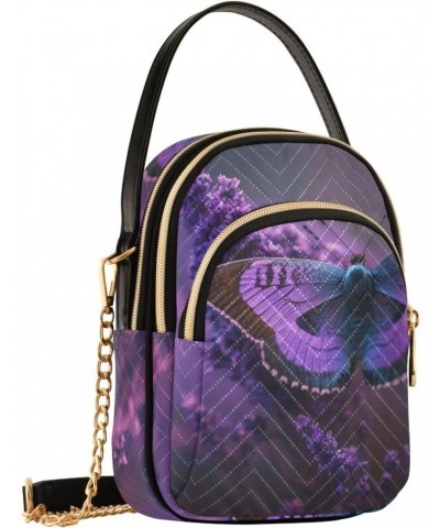 Purple Butterfly Lavender Crossbody Sling Bags for Women, Compact Fashion Handbag with Chain Strap Top handle for Evening Par...