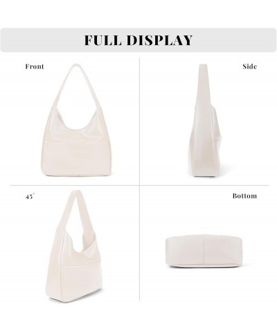 Leather Tote Bag for Women Shoulder Bag Retro Black Leather Hobo Bag Purse Casual Weekender Bag, Snap Closure A1-white $13.43...