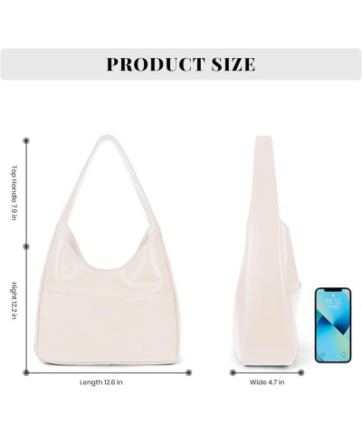 Leather Tote Bag for Women Shoulder Bag Retro Black Leather Hobo Bag Purse Casual Weekender Bag, Snap Closure A1-white $13.43...