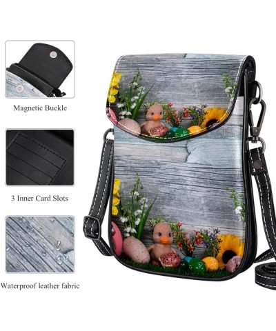 Stylish Leather Phone Bag - Crossbody Purse for Women - Classic & Functional Shoulder Bag Watercolor Easter Rabbit Eggs Multi...