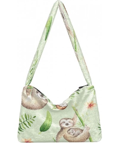 Animals Sloth Leaves Women's Shoulder Purse Bags, Fuzzy Tote Crossbody Hobo Handbag Animals Sloth Leaves 1 $10.29 Hobo Bags