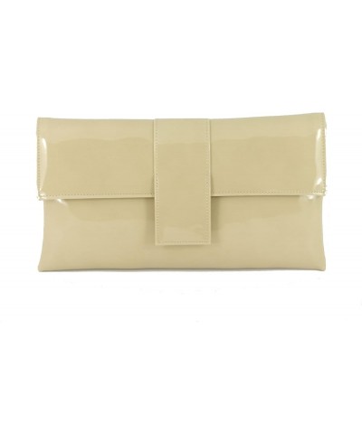 Womens Elegant Patent Clutch Shoulder Bag Occasion Wedding Party Prom Purse Beige Nude $30.67 Evening Bags