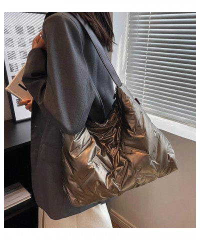 Quilted Hobo Bag for Women Puffer Tote Bag Shoulder Bag Large Crossbody Bag Satchel Purse Trendy Handbag Khaki $36.58 Totes