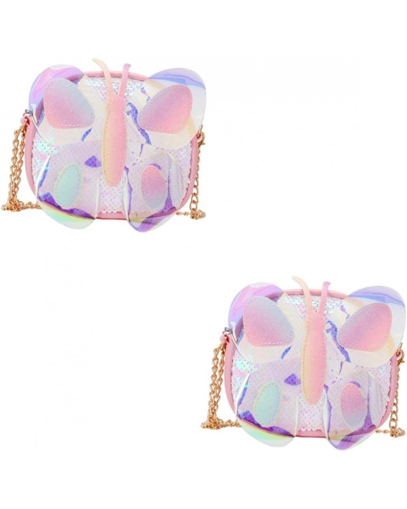 Cross Body Tote 2 Pcs Children's Butterfly Messenger Bag Holographic Purses and Handbags Elegant Crossbody Bag Princess Pink ...