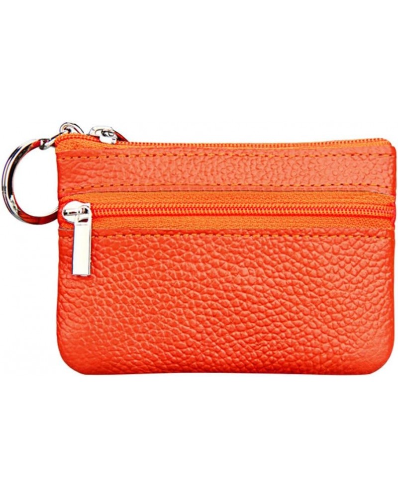 Coin Mini Small Pouch Key Women's New Purse Zipper Ring Leather Wallet with Wallet Dad Wallet Clip (Purple, one size) Orange ...