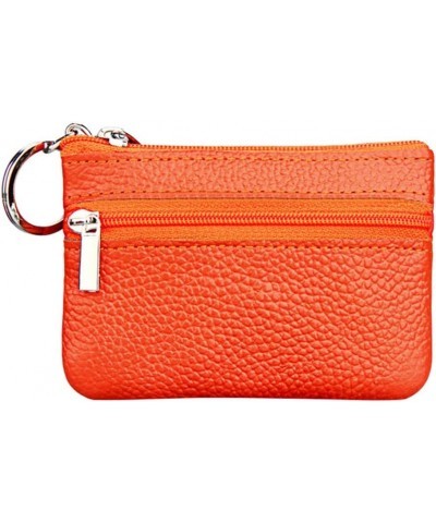 Coin Mini Small Pouch Key Women's New Purse Zipper Ring Leather Wallet with Wallet Dad Wallet Clip (Purple, one size) Orange ...