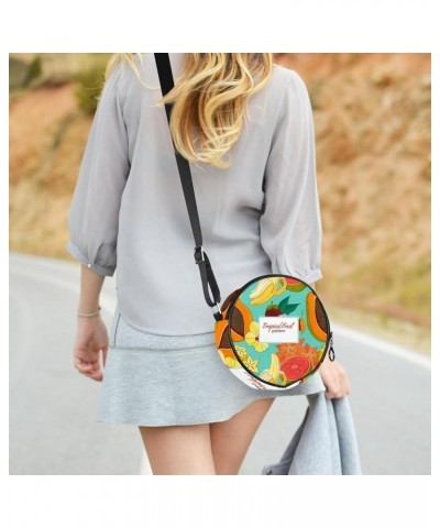 Sunflower And Florals Crossbody Bag for Women Teen Girls Round Canvas Shoulder Bag Purse Tote Handbag Bag Multi17 $12.17 Totes