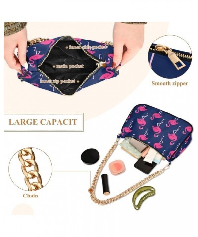 Forest Women's Shoulder Handbag Clutch Purse Pink Flamingo Dark Background $14.10 Shoulder Bags