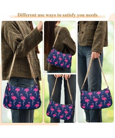 Forest Women's Shoulder Handbag Clutch Purse Pink Flamingo Dark Background $14.10 Shoulder Bags