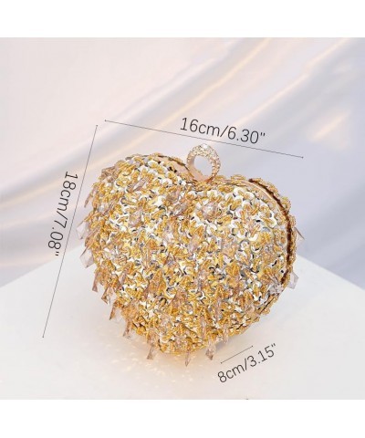 Women's Evening Bag Sparkling Beaded Sequins Love Shape Purse Clutch Detachable Chain Top-handle Corssbody Bag for Women Purp...