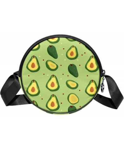 Small Crossbody Wallet for Women, Circle Crossbody Purse Handbag, cartoon avocado fruit seamless $10.91 Crossbody Bags